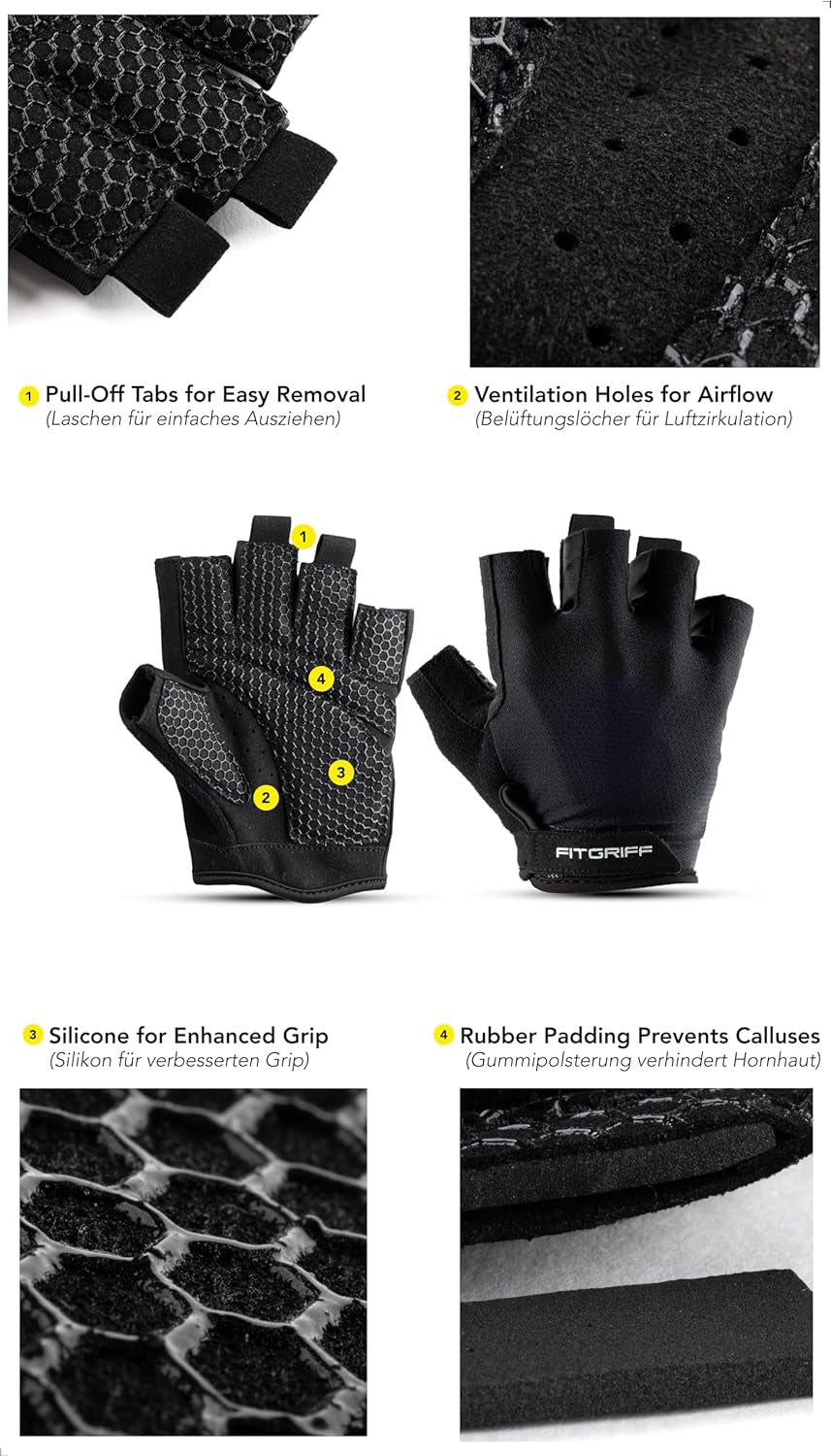 ® Gants Musculation Homme Et Femme (Rembourré) - Gants De Gym, Fitness, Sport, Halterophilie - Accessoires D'Entraînement