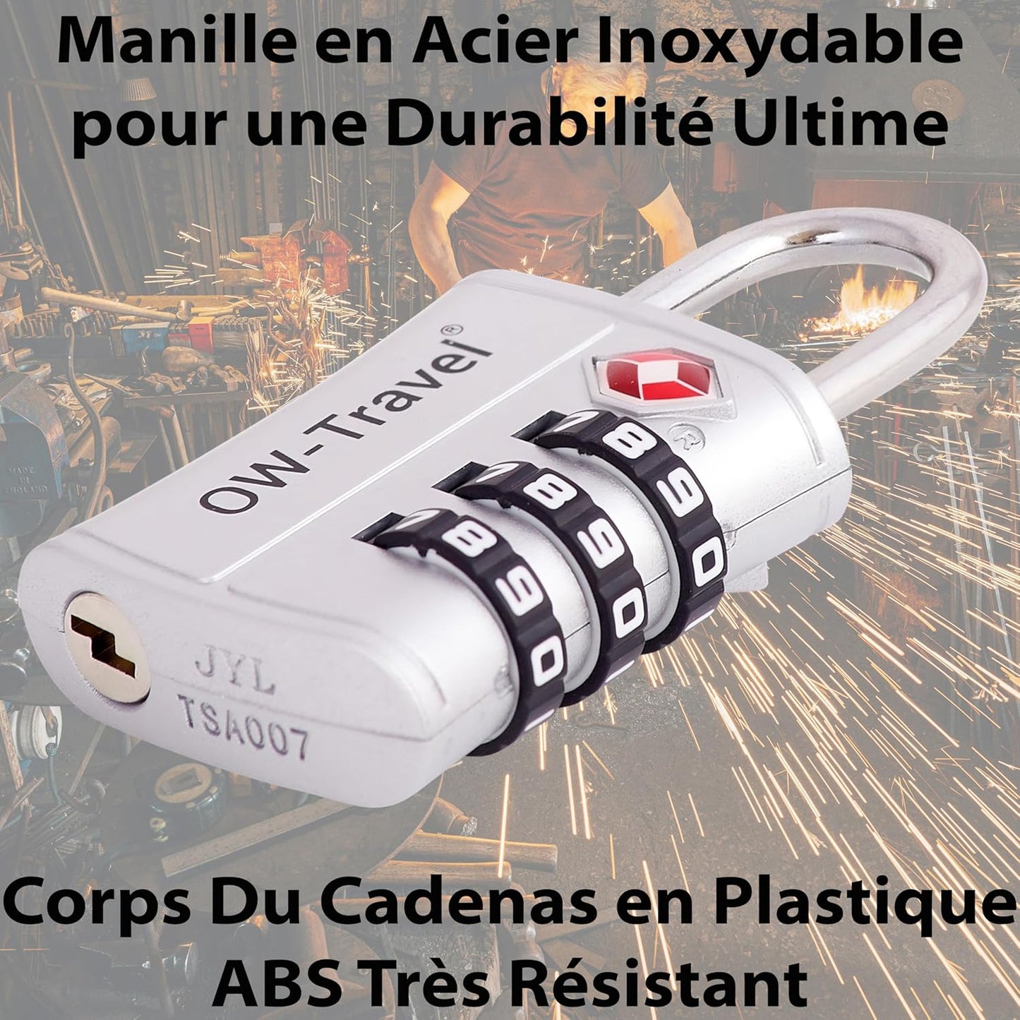 Cadenas TSA Pour Valise. Cadenas Code 3 Chiffres ABS Antivol Pour Bagages Casier Rangement Tente Camping.Bagages Combinaison Usa.Accessoires Voyage Avion. Serrure Valise 1 Argent