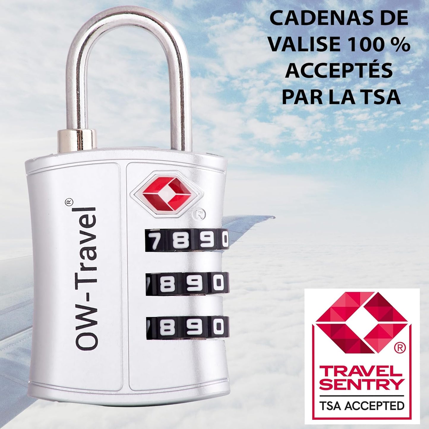Cadenas TSA Pour Valise. Cadenas Code 3 Chiffres ABS Antivol Pour Bagages Casier Rangement Tente Camping.Bagages Combinaison Usa.Accessoires Voyage Avion. Serrure Valise 1 Argent