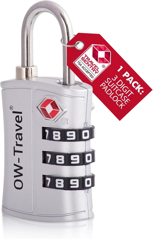 Cadenas TSA Pour Valise. Cadenas Code 3 Chiffres ABS Antivol Pour Bagages Casier Rangement Tente Camping.Bagages Combinaison Usa.Accessoires Voyage Avion. Serrure Valise 1 Argent