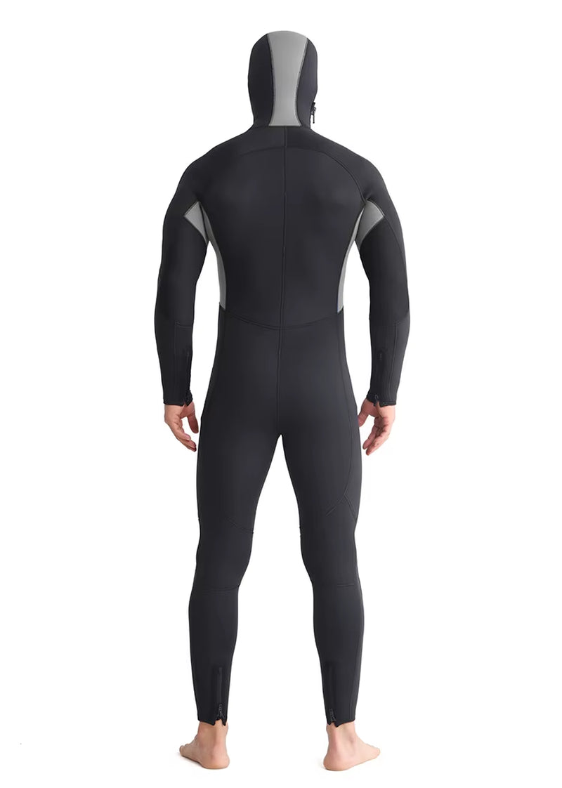 SBART New 5Mm One Piece Diving Suit Men'S Hat Thickened Thermal Diving Suit Winter Swimming Suit Floating Surfing Suit