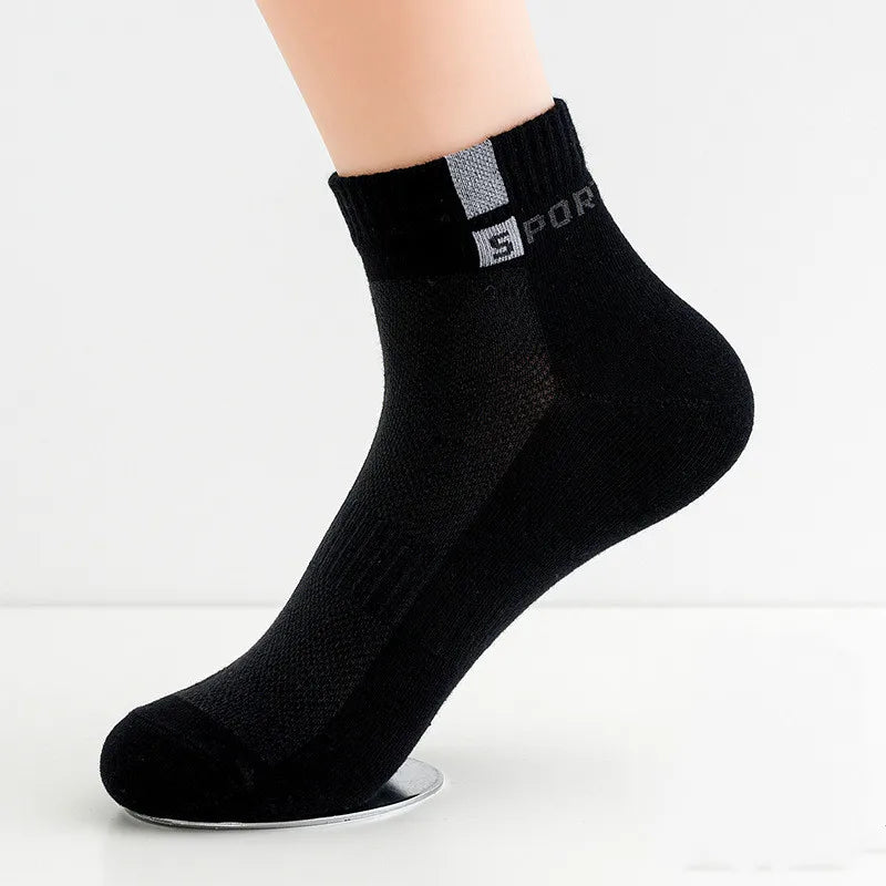 10Pcs=5 Pairs Men Socks Set Cotton Breathable Sweat-Absorbent Spring Autumn Black Socks Business Socks Pack Big Size EU 44 47 48