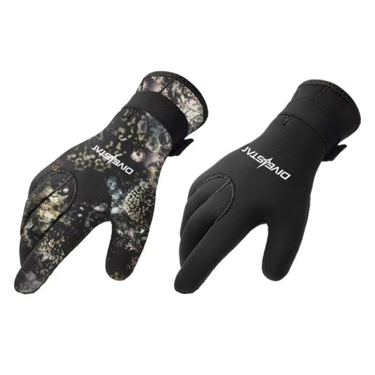 DIVESTAR 3Mm 5Mm Neoprene Camouflage Black Thermal anti Slip Flexible Diving Surfing Gloves for Men Women Kids