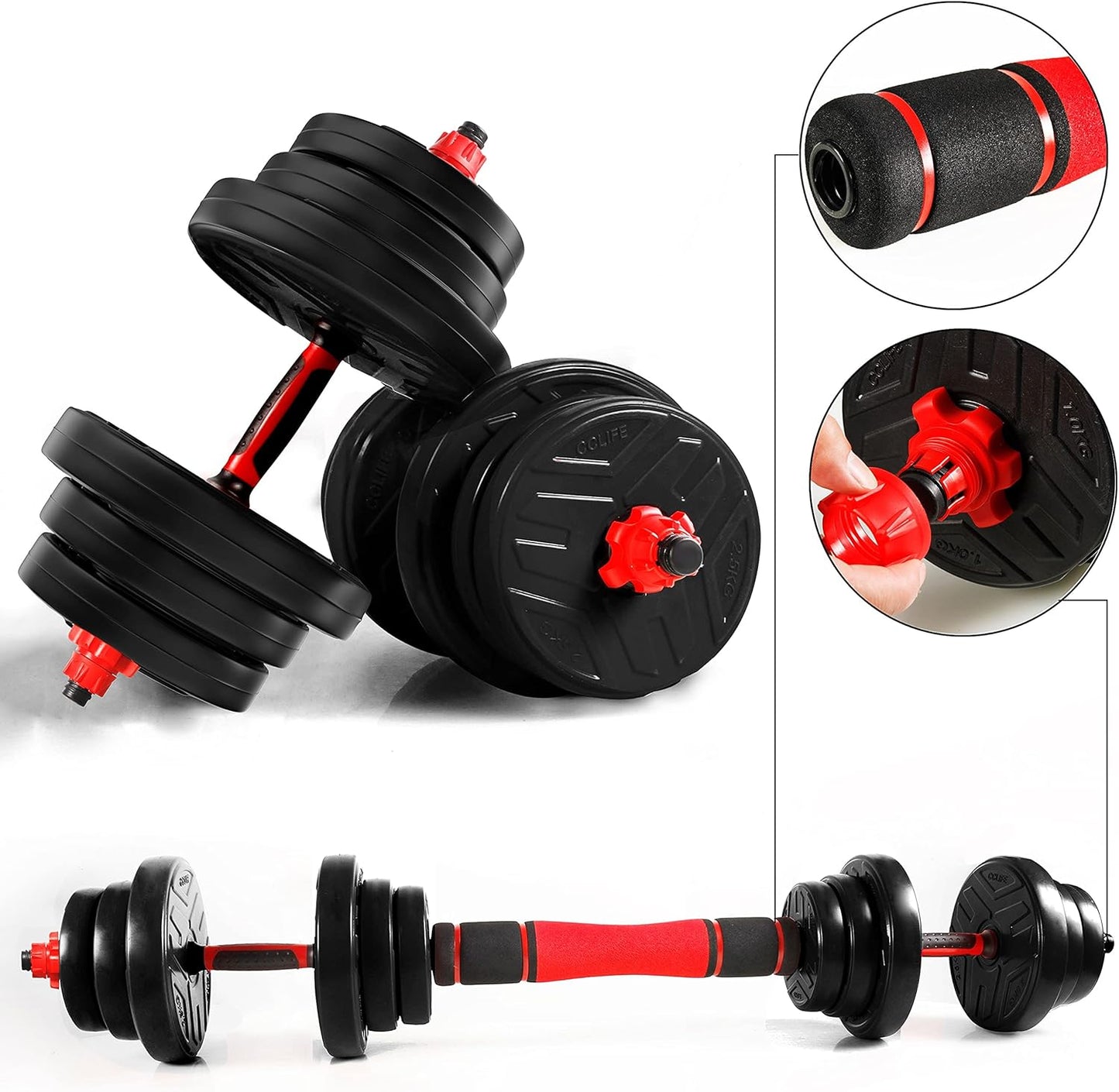 Haltère Réglable, Haltères Musculation 20/25/30/40KG Pour Adaptés Au Fitness À Domicile Et À La Musculation-Zerro