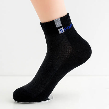 10Pcs=5 Pairs Men Socks Set Cotton Breathable Sweat-Absorbent Spring Autumn Black Socks Business Socks Pack Big Size EU 44 47 48