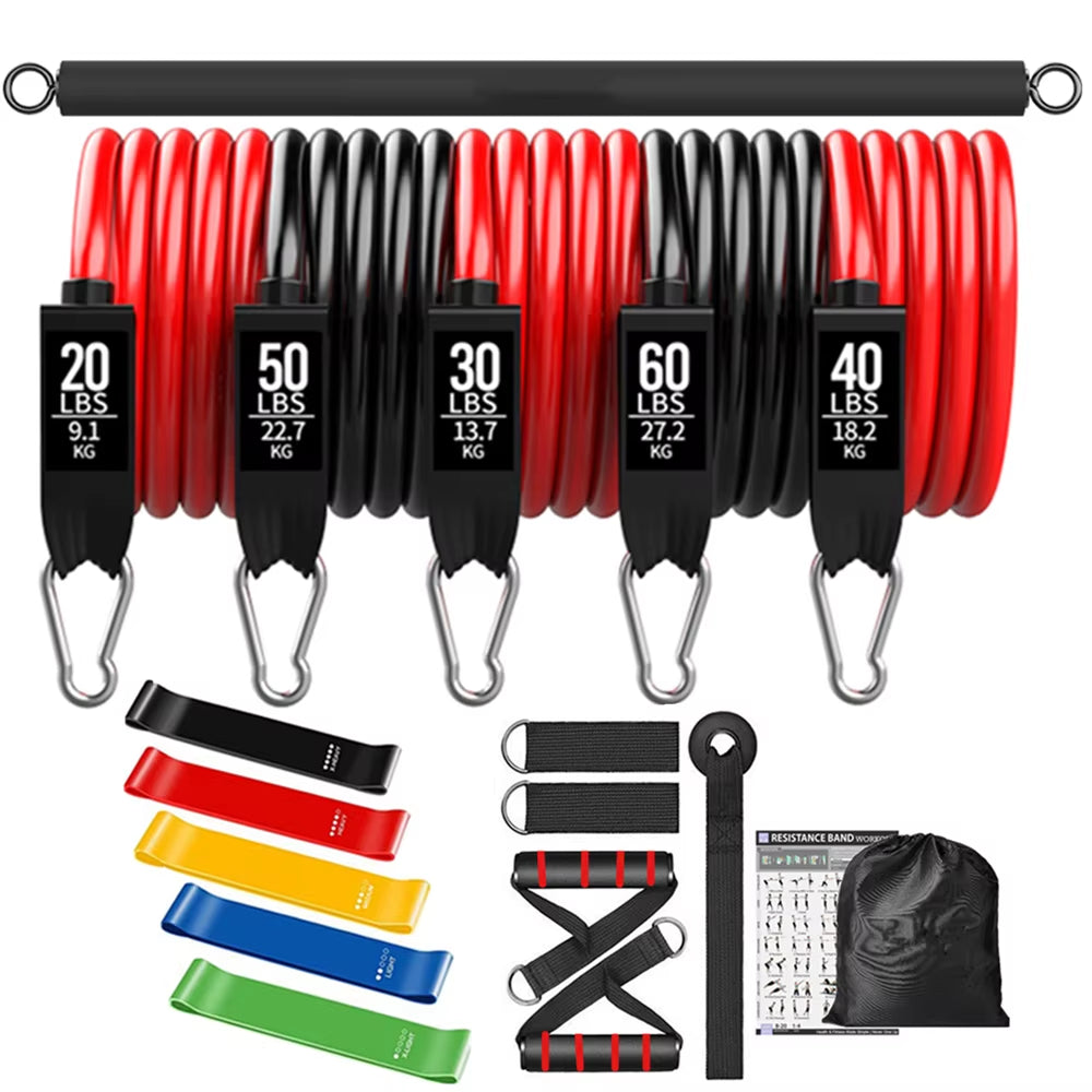 Workout Bar Fits All Resistance Bands with Clip Portable Resistance Bands Exercise Bar for Fitness Home Gym Workout Full Body