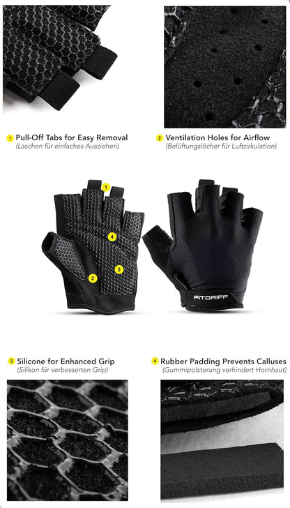 ® Gants Musculation Homme Et Femme (Rembourré) - Gants De Gym, Fitness, Sport, Halterophilie - Accessoires D'Entraînement