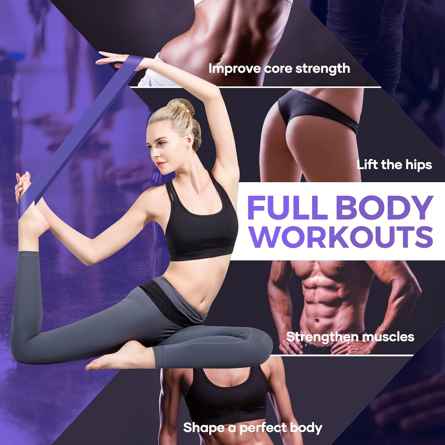 Élastique Musculation[Lot De 5], Bande Elastique Musculation Avec 5 Niveaux De Force, Elastique Sport Pour Fitness Pilates Yoga -Bande De Resistance Musculation Avec Sac De Rangement
