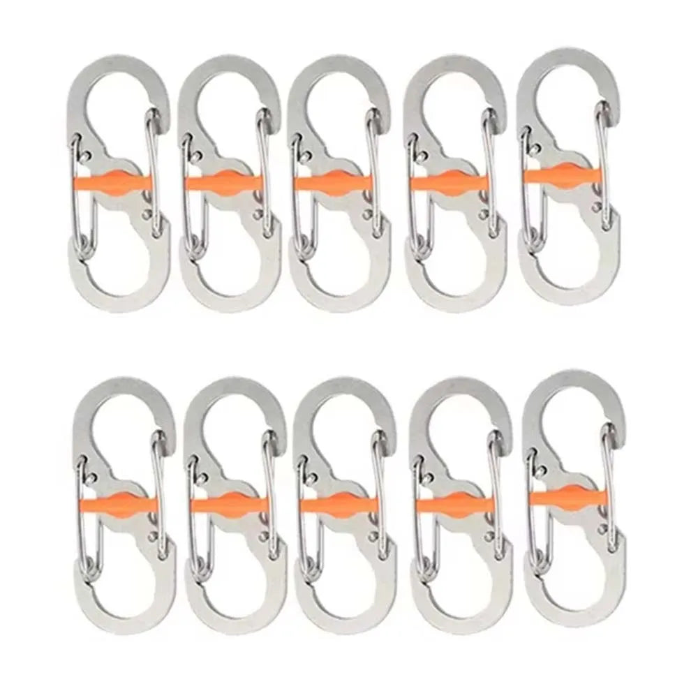 Camping S Type Carabiner with Lock Mini Keychain Hook Anti-Theft Outdoor Camping Backpack Buckle Key-Lock Camping Supplies