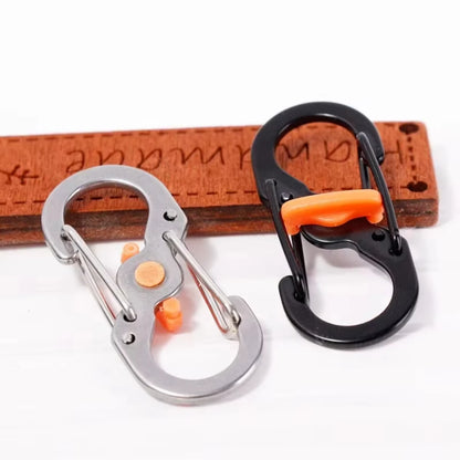 Camping S Type Carabiner with Lock Mini Keychain Hook Anti-Theft Outdoor Camping Backpack Buckle Key-Lock Camping Supplies