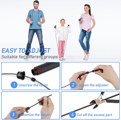 Corde À Sauter, Speed Jump Rope Réglable Pour Hommes & Femmes , Roulements À Billes En Acier, Poignées Antidérapantes En Mousse, Câble En Acier Pour Fitness, Crossfit, Sport, Boxe, GYM