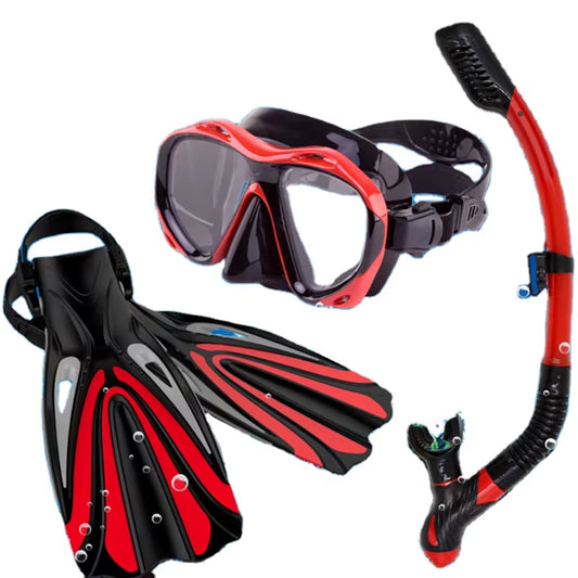 Diving Mask Fins and Snorkel Set Swim Diving Accessories anti Fog Tempered Lens Diving Mask Goggles