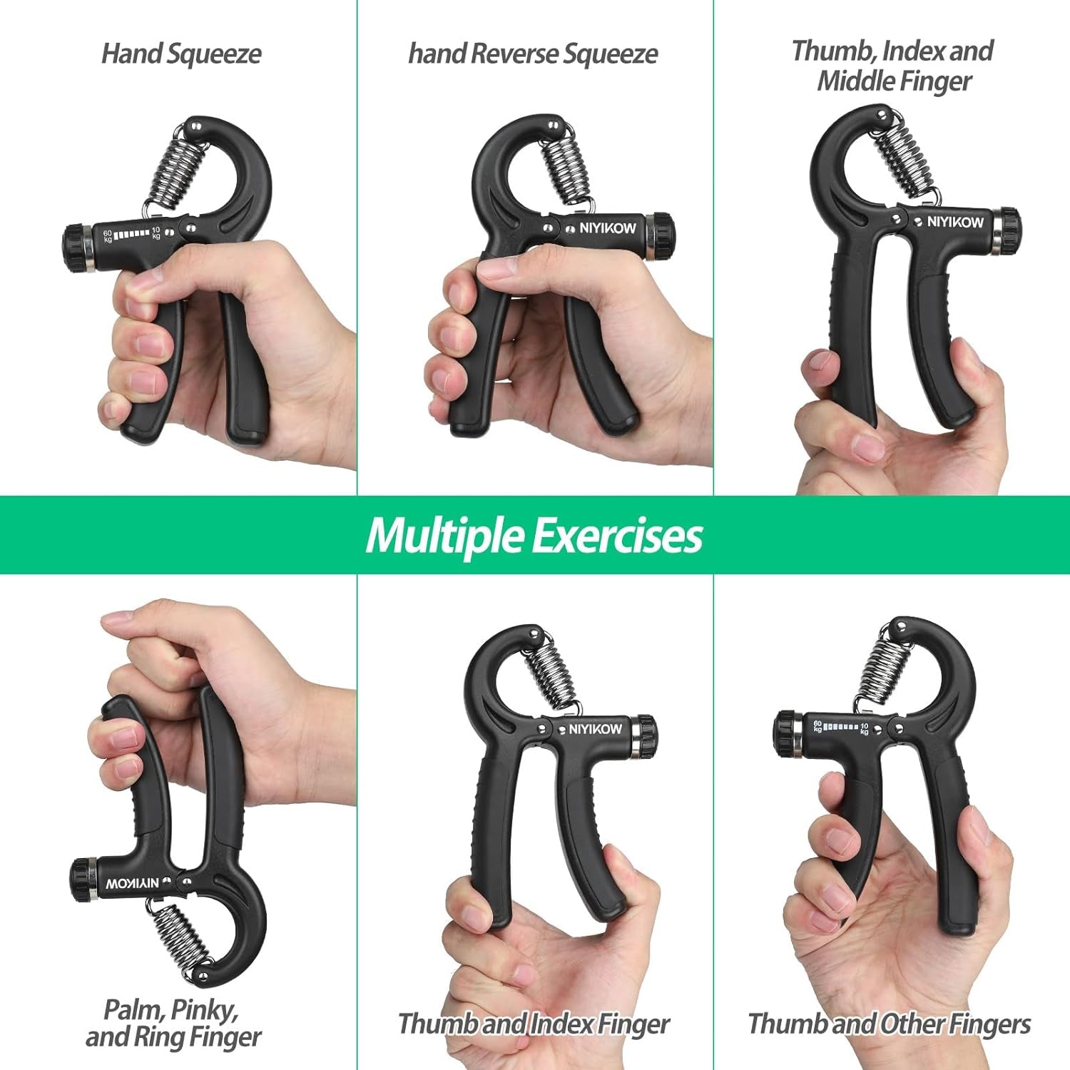 Hand Grip, Hand Grip Musculation, Résistance Réglable 22-132Lbs (10-60Kg), Pince De Musculation Antidérapante, Pour Athlètes Et Exercices De Récupération De La Main