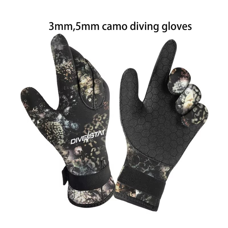 DIVESTAR 3Mm 5Mm Neoprene Camouflage Black Thermal anti Slip Flexible Diving Surfing Gloves for Men Women Kids