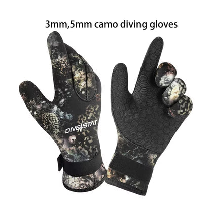 DIVESTAR 3Mm 5Mm Neoprene Camouflage Black Thermal anti Slip Flexible Diving Surfing Gloves for Men Women Kids