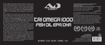 Triomega Oméga-3 Capsules - 400 Caps - Fish Oil Purifié Pour Cœur, Cerveau Et Articulations - Complément Oméga 3 Haute Qualité - Favorise Vitalité Et Bien-Être Au Quotidien - Addict Sport Nutrition