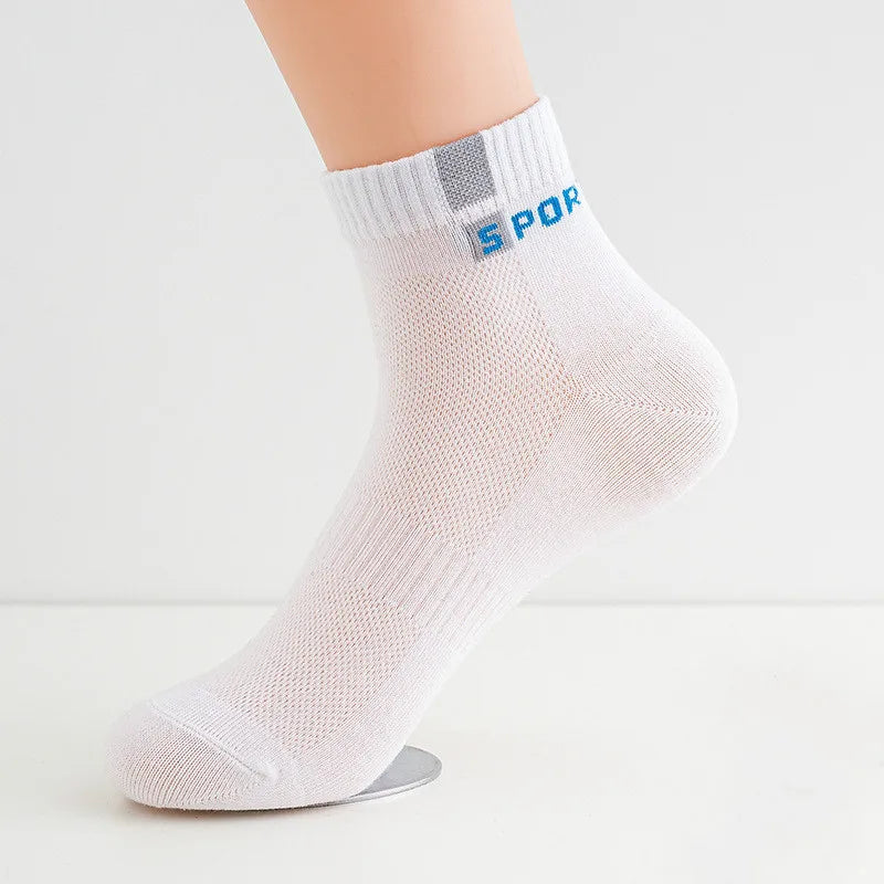10Pcs=5 Pairs Men Socks Set Cotton Breathable Sweat-Absorbent Spring Autumn Black Socks Business Socks Pack Big Size EU 44 47 48