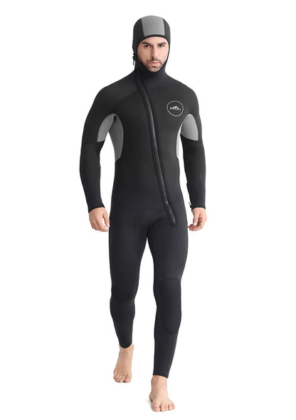 SBART New 5Mm One Piece Diving Suit Men'S Hat Thickened Thermal Diving Suit Winter Swimming Suit Floating Surfing Suit