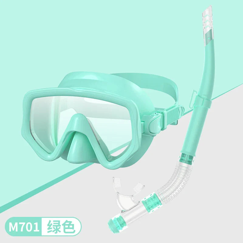 Diving Mask Snorkel Set for Adults Tempered Glass Scuba Professional Panoramic Snorkeling Gear Swimming Training Snorkel Kit