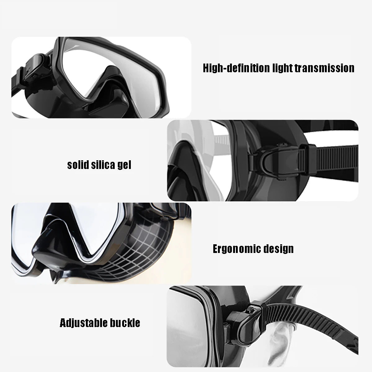 Diving Mask Snorkel Set for Adults Tempered Glass Scuba Professional Panoramic Snorkeling Gear Swimming Training Snorkel Kit