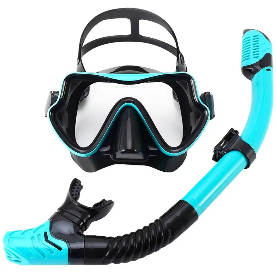Diving Mask Snorkel Set for Adults Tempered Glass Scuba Professional Panoramic Snorkeling Gear Swimming Training Snorkel Kit