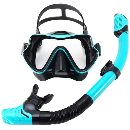 Diving Mask Snorkel Set for Adults Tempered Glass Scuba Professional Panoramic Snorkeling Gear Swimming Training Snorkel Kit