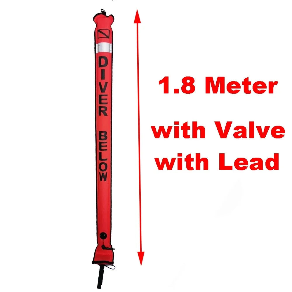 1.1M-1.8M Closed-End Scuba Diving Surface Marker Buoy SMB Drift Diver Ascending Signal Tube Safety Sausage for Wreck Snorkeling