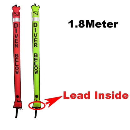 1.1M-1.8M Closed-End Scuba Diving Surface Marker Buoy SMB Drift Diver Ascending Signal Tube Safety Sausage for Wreck Snorkeling