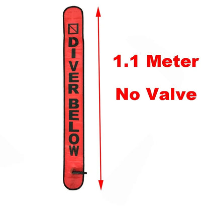 1.1M-1.8M Closed-End Scuba Diving Surface Marker Buoy SMB Drift Diver Ascending Signal Tube Safety Sausage for Wreck Snorkeling