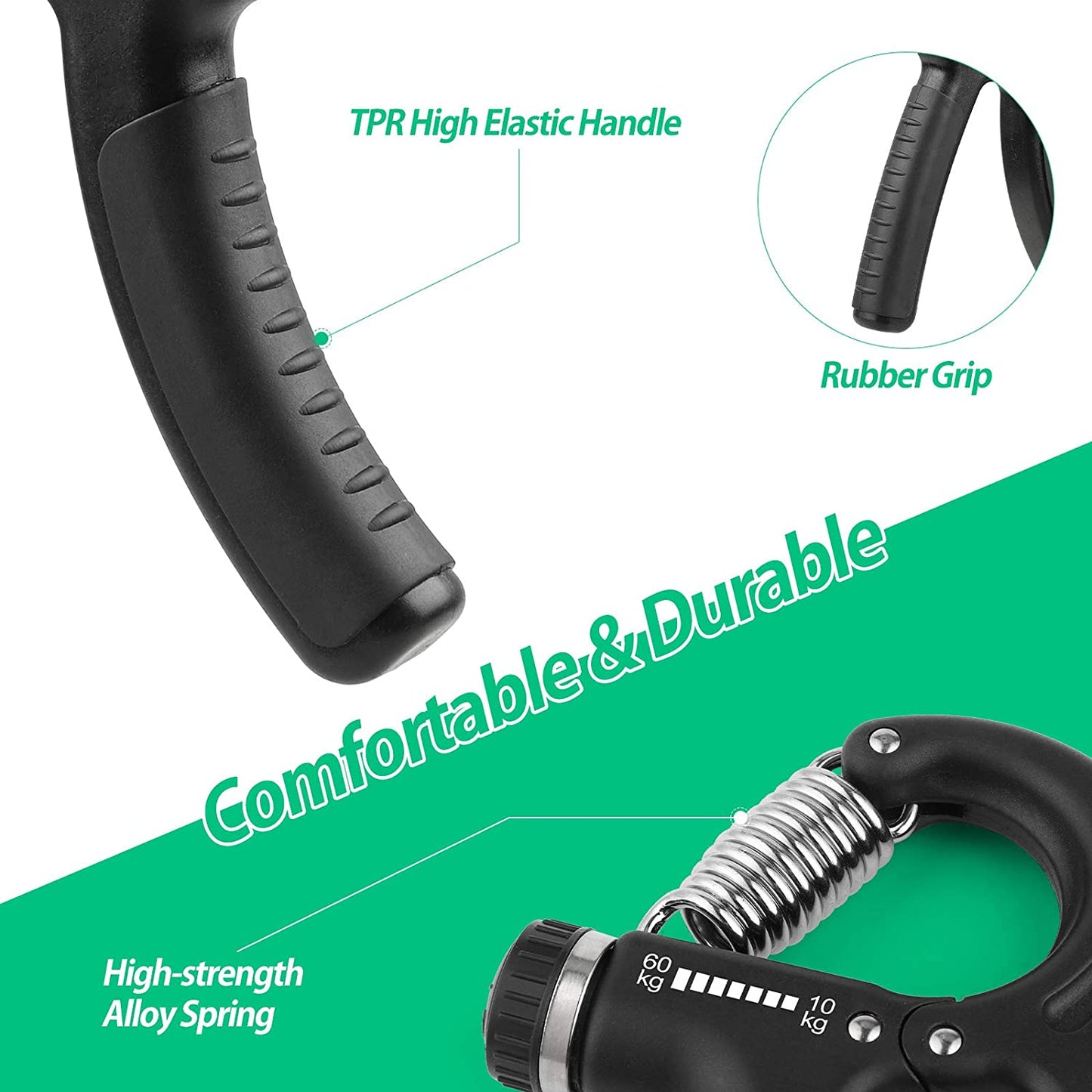 Hand Grip, Hand Grip Musculation, Résistance Réglable 22-132Lbs (10-60Kg), Pince De Musculation Antidérapante, Pour Athlètes Et Exercices De Récupération De La Main