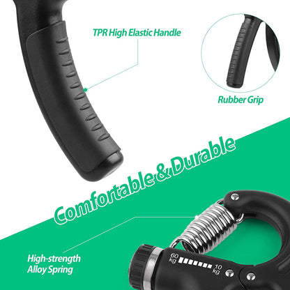 Hand Grip, Hand Grip Musculation, Résistance Réglable 22-132Lbs (10-60Kg), Pince De Musculation Antidérapante, Pour Athlètes Et Exercices De Récupération De La Main