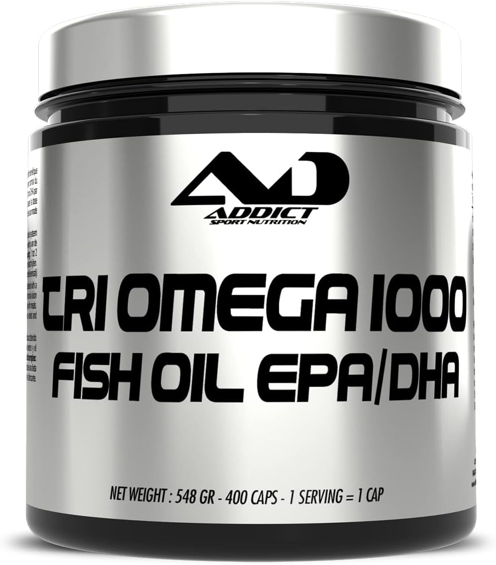 Triomega Oméga-3 Capsules - 400 Caps - Fish Oil Purifié Pour Cœur, Cerveau Et Articulations - Complément Oméga 3 Haute Qualité - Favorise Vitalité Et Bien-Être Au Quotidien - Addict Sport Nutrition