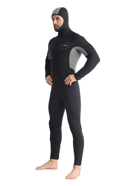 SBART New 5Mm One Piece Diving Suit Men'S Hat Thickened Thermal Diving Suit Winter Swimming Suit Floating Surfing Suit