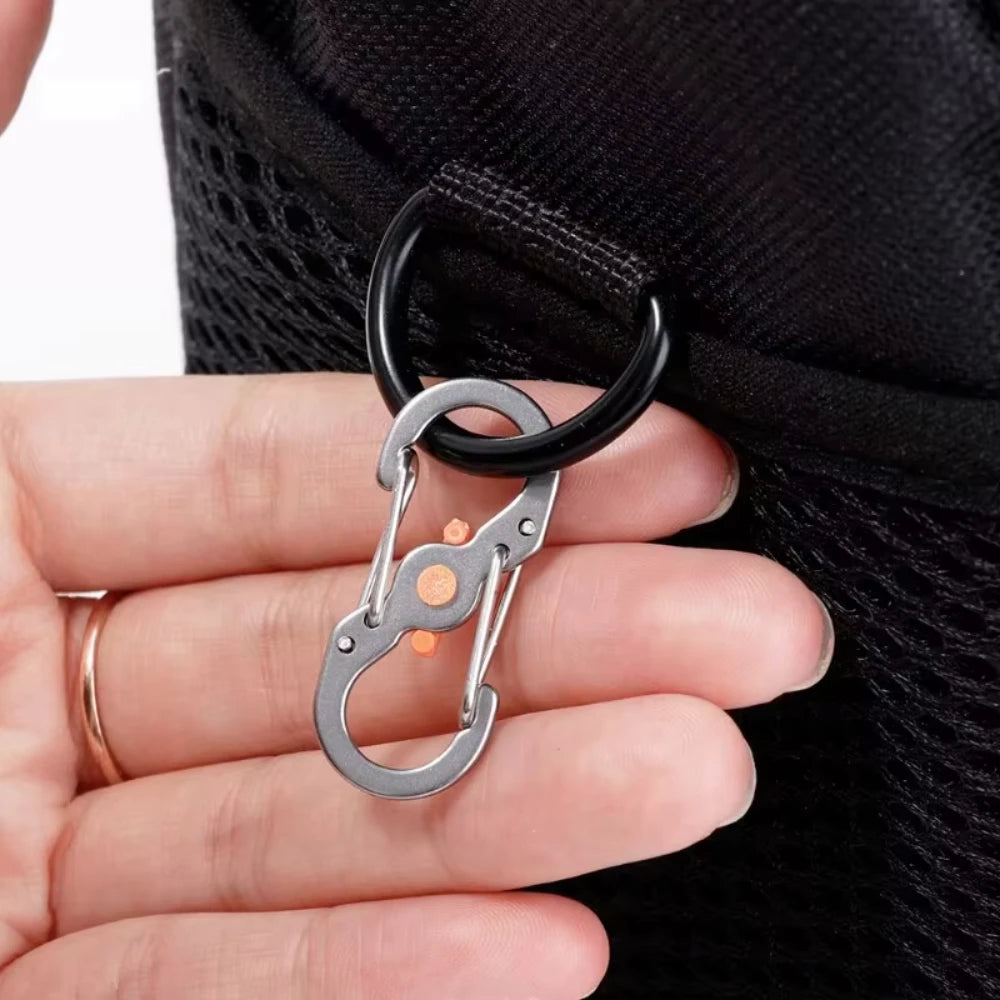 Camping S Type Carabiner with Lock Mini Keychain Hook Anti-Theft Outdoor Camping Backpack Buckle Key-Lock Camping Supplies