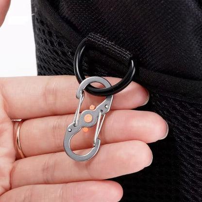 Camping S Type Carabiner with Lock Mini Keychain Hook Anti-Theft Outdoor Camping Backpack Buckle Key-Lock Camping Supplies
