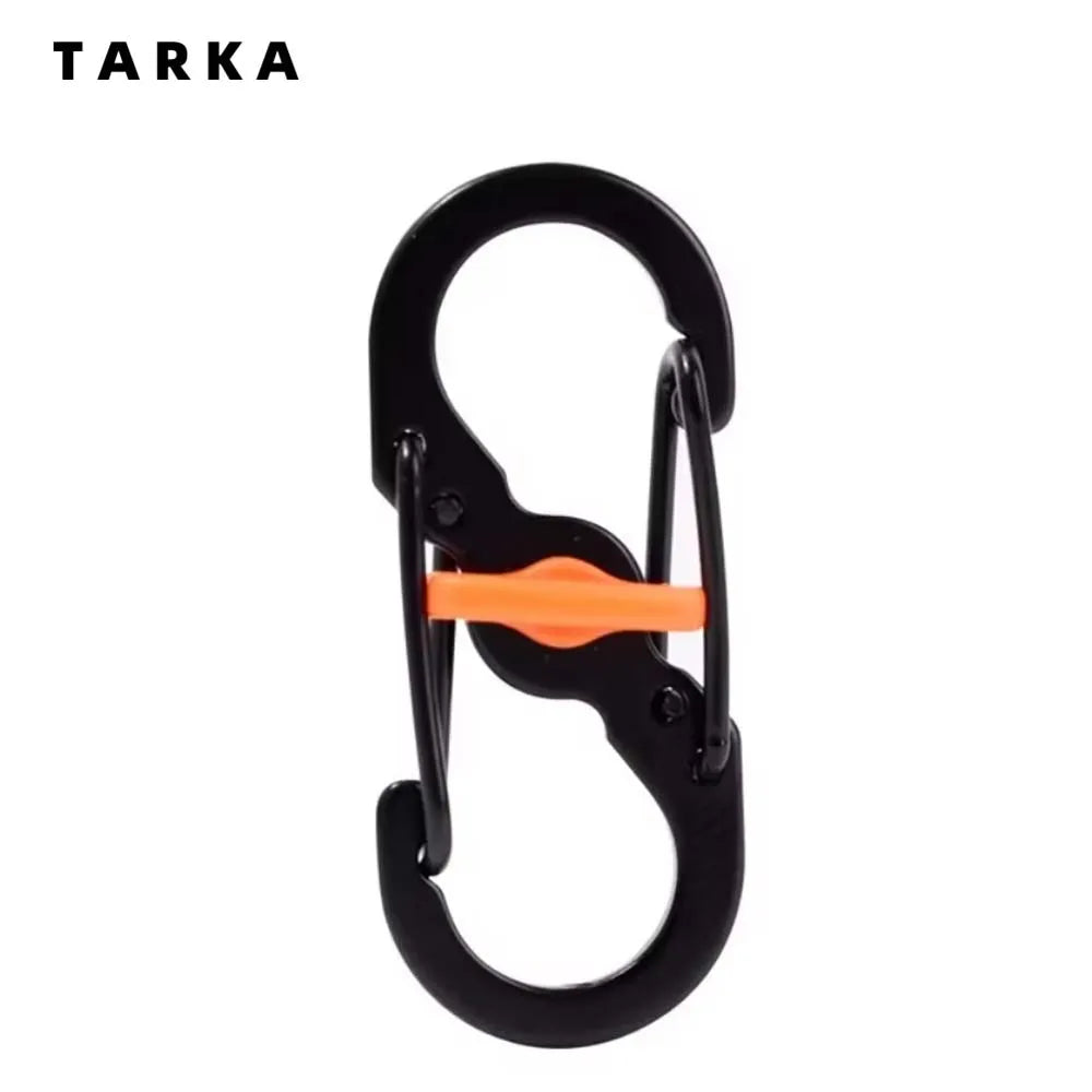 Camping S Type Carabiner with Lock Mini Keychain Hook Anti-Theft Outdoor Camping Backpack Buckle Key-Lock Camping Supplies