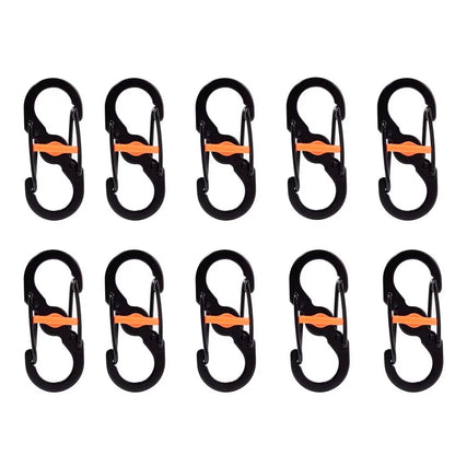 Camping S Type Carabiner with Lock Mini Keychain Hook Anti-Theft Outdoor Camping Backpack Buckle Key-Lock Camping Supplies