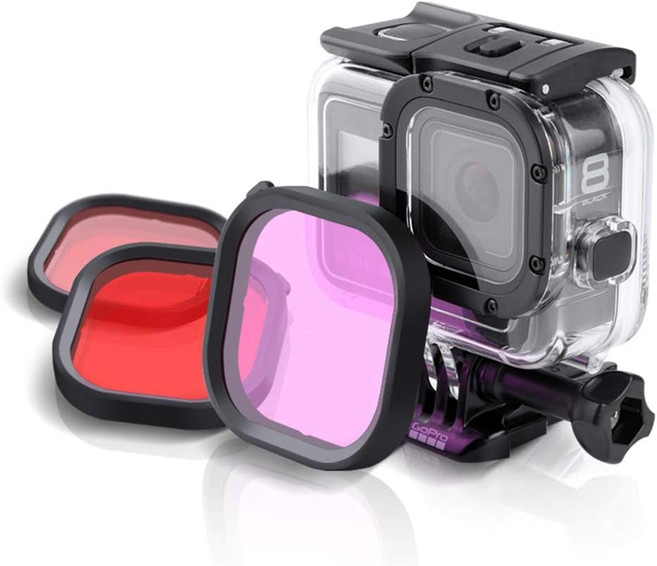 Lupholue Filtre À Lentille De Plongée Sous-Marine 3 En 1 Pour Plongée Sous-Marine Rouge/Rose/Violet En Eau De Mer Et Eau Douce Pour Le Boîtier Officiel Étanche De for Gopro Hero 13, 12,11,10, 9, 8