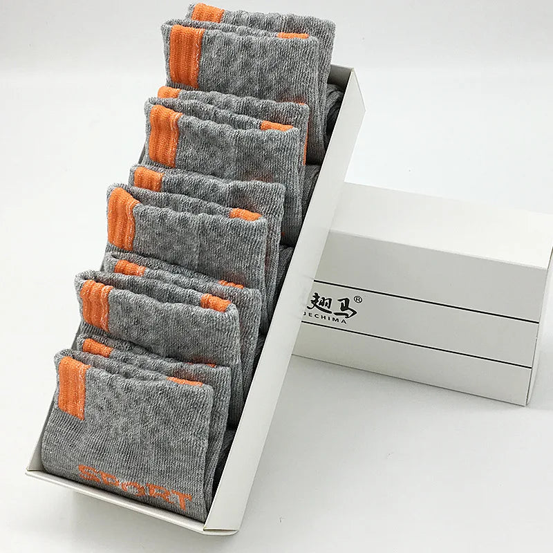 10Pcs=5 Pairs Men Socks Set Cotton Breathable Sweat-Absorbent Spring Autumn Black Socks Business Socks Pack Big Size EU 44 47 48