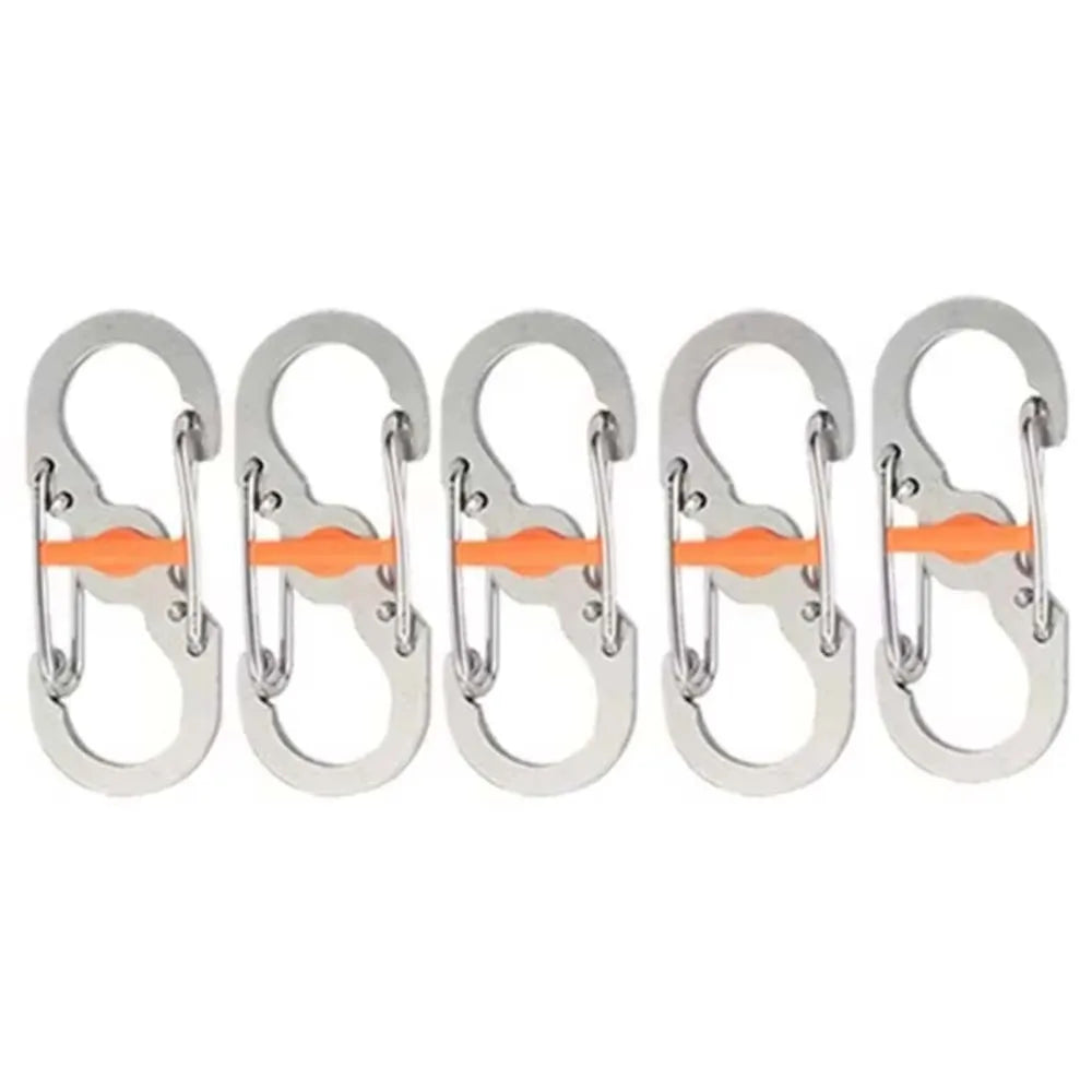 Camping S Type Carabiner with Lock Mini Keychain Hook Anti-Theft Outdoor Camping Backpack Buckle Key-Lock Camping Supplies