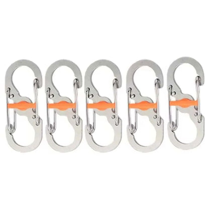 Camping S Type Carabiner with Lock Mini Keychain Hook Anti-Theft Outdoor Camping Backpack Buckle Key-Lock Camping Supplies