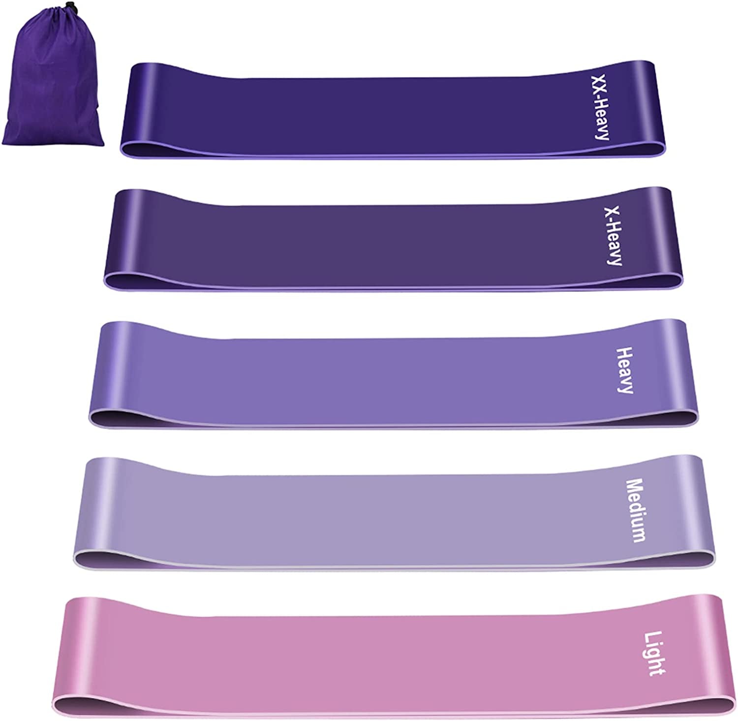 Élastique Musculation[Lot De 5], Bande Elastique Musculation Avec 5 Niveaux De Force, Elastique Sport Pour Fitness Pilates Yoga -Bande De Resistance Musculation Avec Sac De Rangement