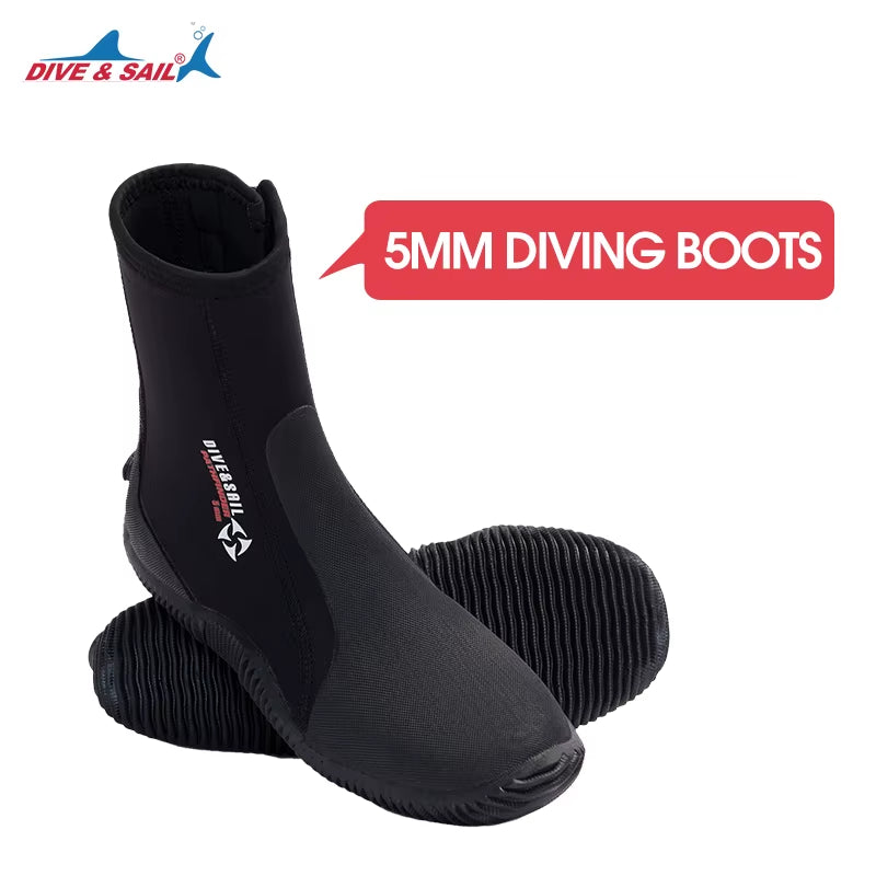 DIVE&SAIL Professional 5Mm Warm Shoes anti Slip Vulcanized Swimming Scuba Diving Neoprene Boots for Watersports Surfing