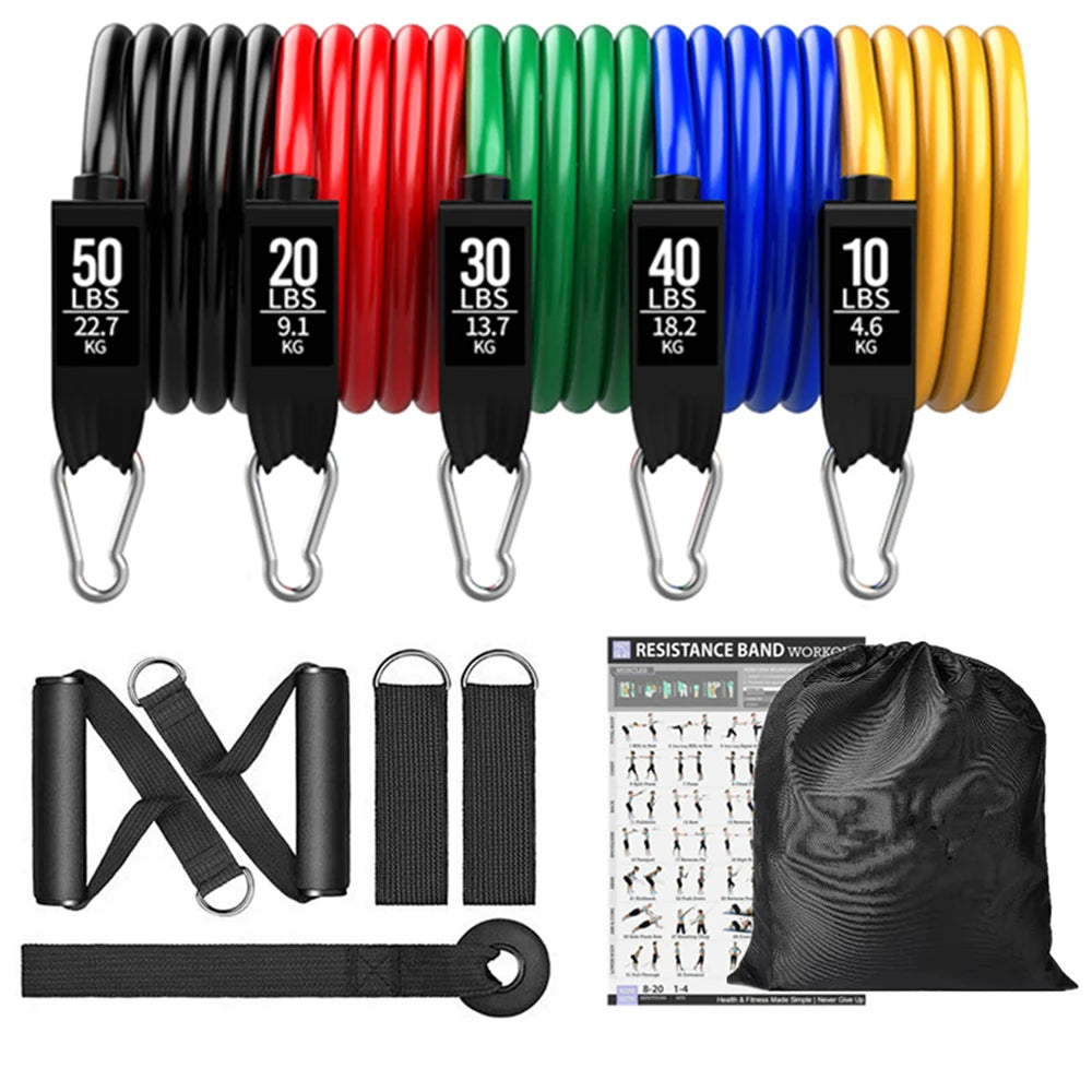 Workout Bar Fits All Resistance Bands with Clip Portable Resistance Bands Exercise Bar for Fitness Home Gym Workout Full Body